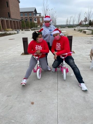 Volunteers on the bikes