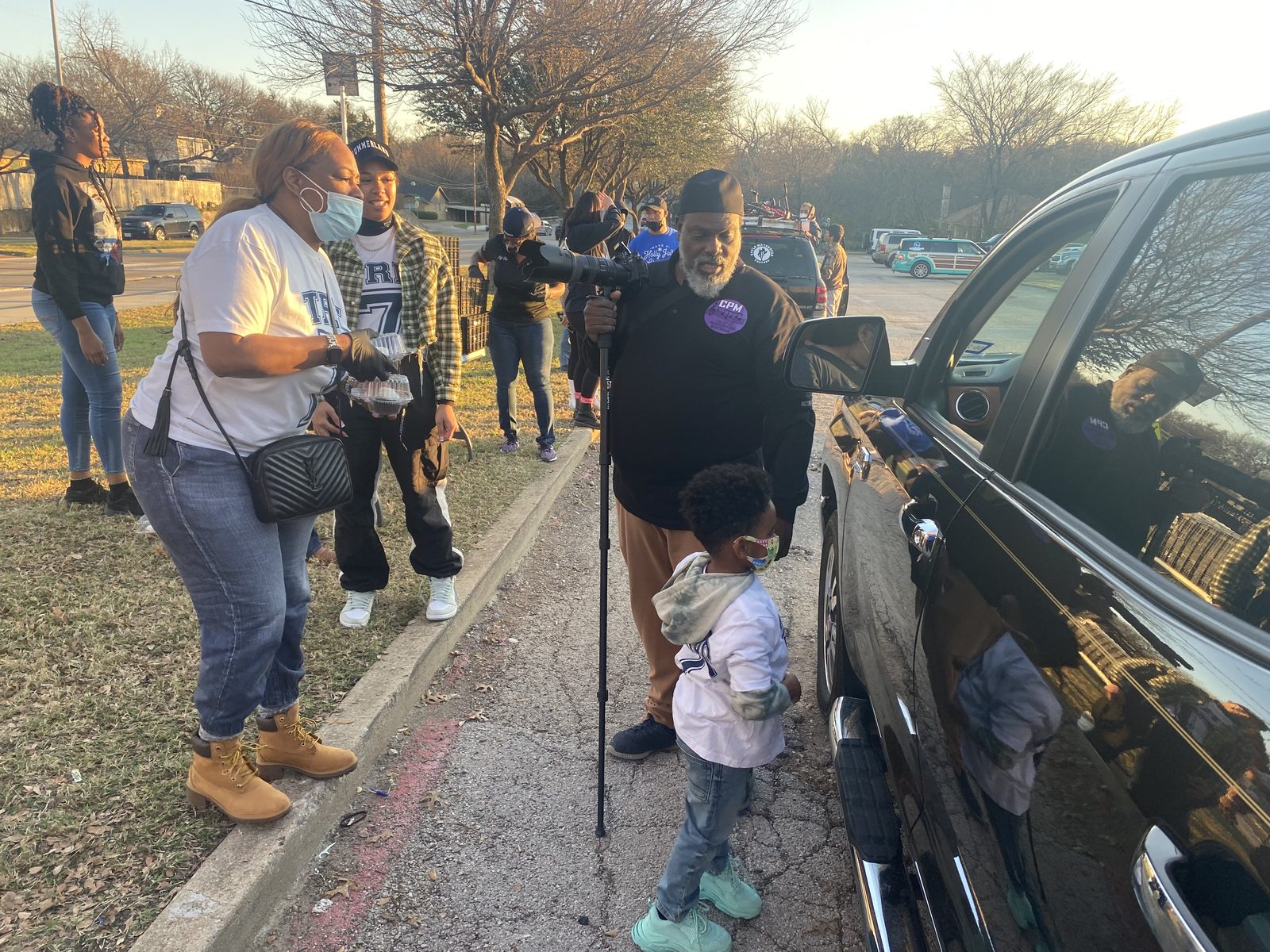 Families at the giveaway