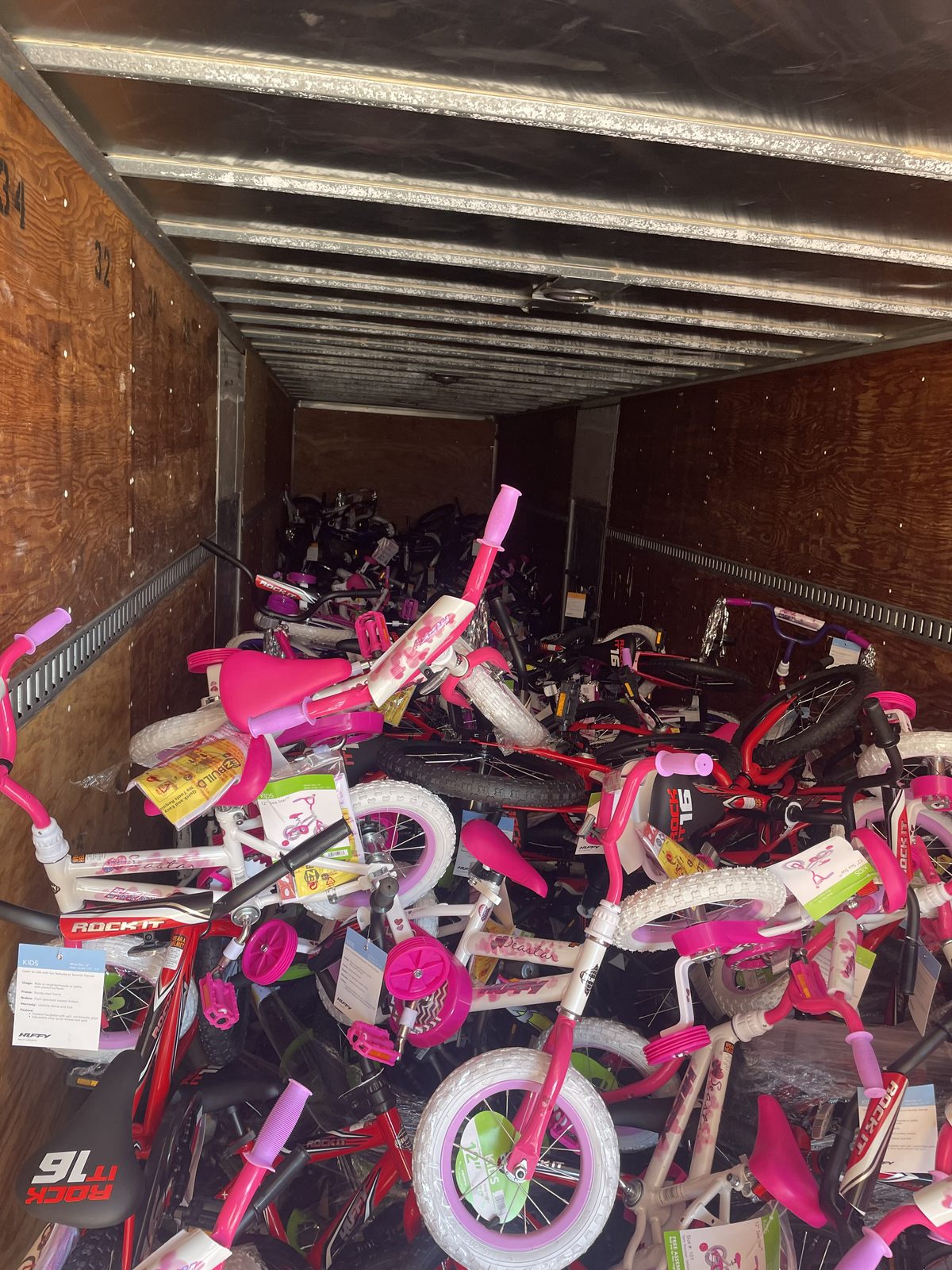 Bikes filling a storage container