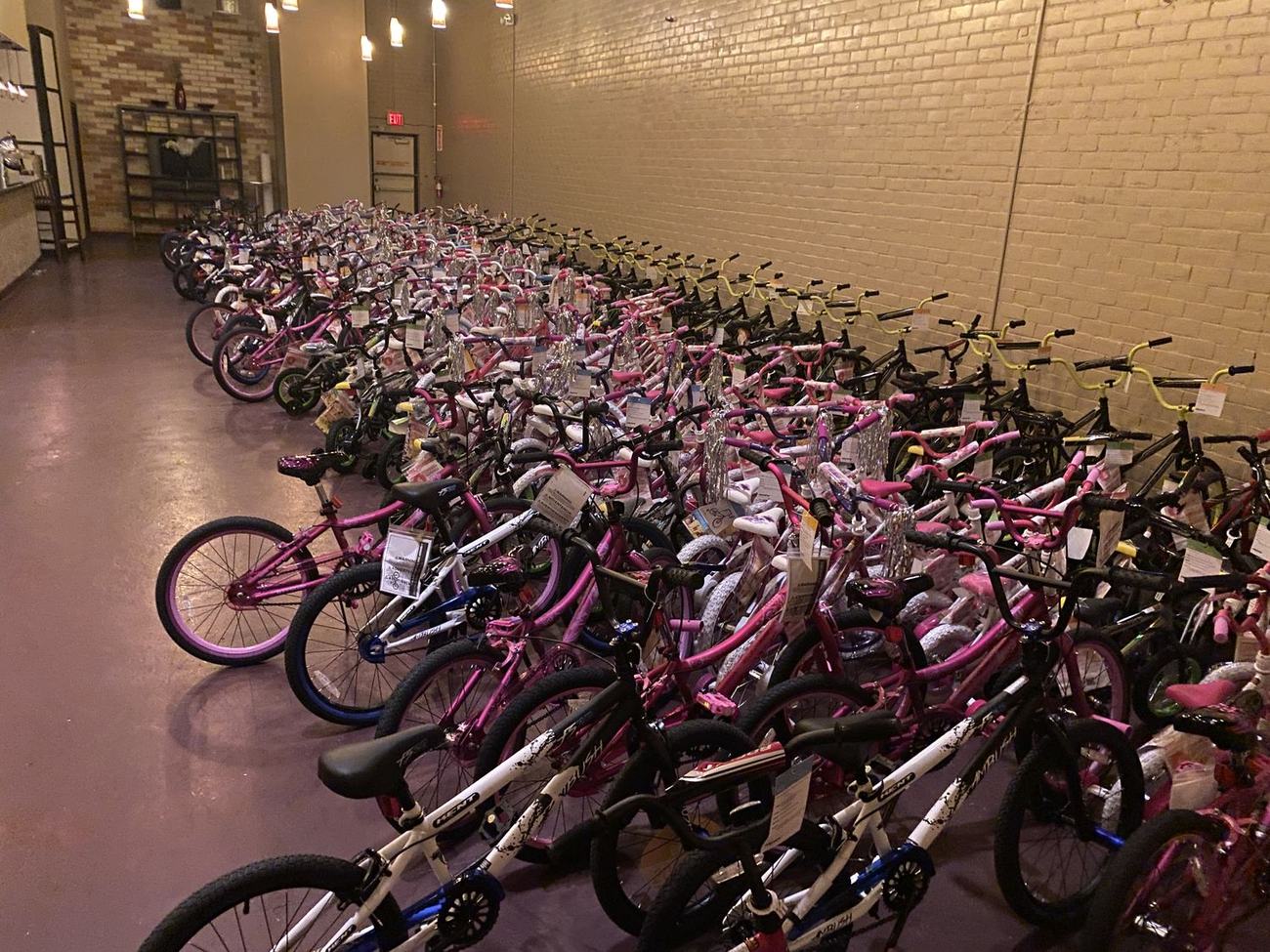 Bikes staged and ready for families